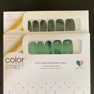 Color Street Emerald and Glitter Nail Strips